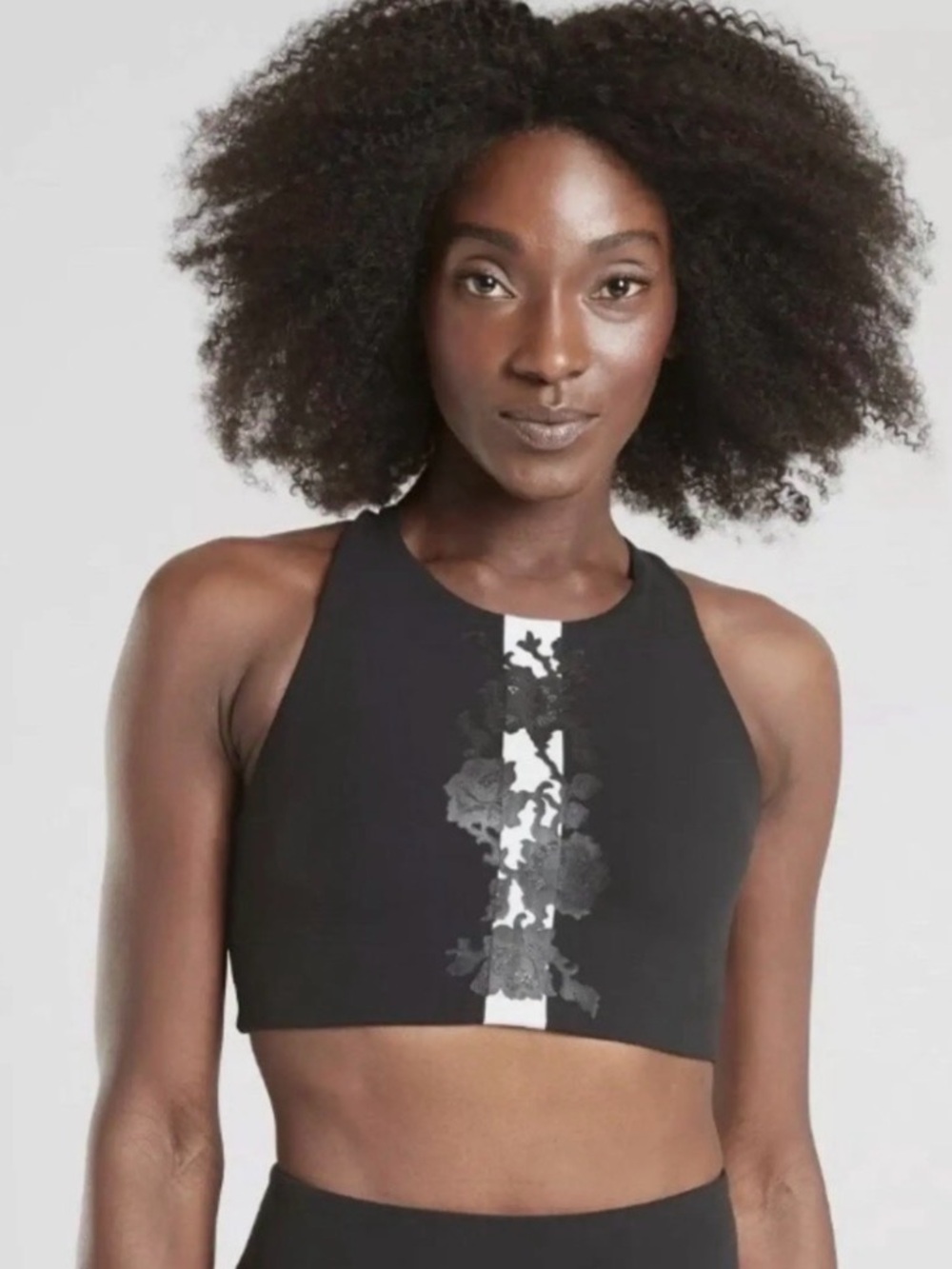 Athleta Black High-Neck Crop Top